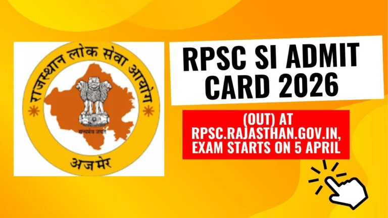 RPSC SI Admit Card 2026